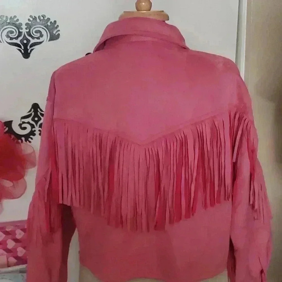 F21  pink crop jacket faux fringe - Picture 2 of 10